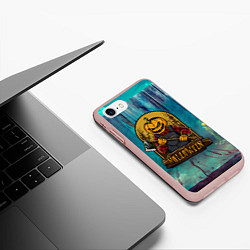 Чехол iPhone 7/8 матовый Тыква с топором - хэллоуин, цвет: 3D-светло-розовый — фото 2