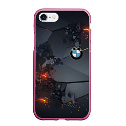 Чехол iPhone 7/8 матовый BMW explosion, цвет: 3D-малиновый