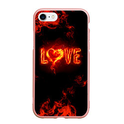 Чехол iPhone 7/8 матовый Fire love, цвет: 3D-светло-розовый
