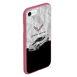 Чехол iPhone 7/8 матовый Chevrolet Corvette - motorsport, цвет: 3D-малиновый — фото 2