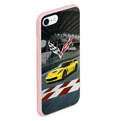Чехол iPhone 7/8 матовый Шевроле Корвет - гоночная команда, цвет: 3D-светло-розовый — фото 2