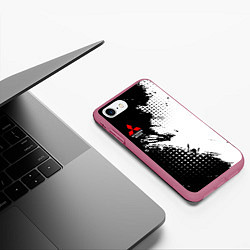 Чехол iPhone 7/8 матовый Mitsubishi - черно-белая абстракция, цвет: 3D-малиновый — фото 2