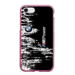 Чехол iPhone 7/8 матовый BMW M Power - pattern, цвет: 3D-малиновый