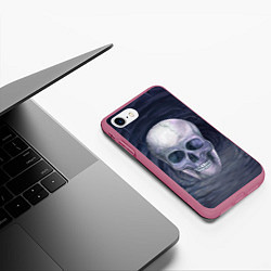 Чехол iPhone 7/8 матовый Большой череп, цвет: 3D-малиновый — фото 2