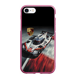 Чехол iPhone 7/8 матовый Porsche - racing team - motorsport, цвет: 3D-малиновый