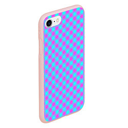 Чехол iPhone 7/8 матовый Фиолетовые и голубые квадратики, цвет: 3D-светло-розовый — фото 2