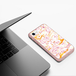 Чехол iPhone 7/8 матовый Розовый мрамор с оранжевыми прожилками, цвет: 3D-светло-розовый — фото 2