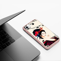 Чехол iPhone 7/8 матовый Японская девушка, цвет: 3D-светло-розовый — фото 2