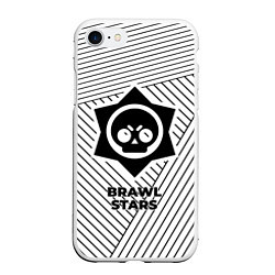 Чехол iPhone 7/8 матовый Символ Brawl Stars на светлом фоне с полосами, цвет: 3D-белый
