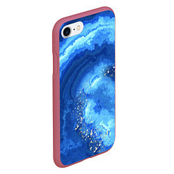 Чехол iPhone 7/8 матовый Расплескалась синева абстракция, цвет: 3D-малиновый — фото 2