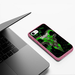 Чехол iPhone 7/8 матовый Slipknot зеленый козел, цвет: 3D-малиновый — фото 2