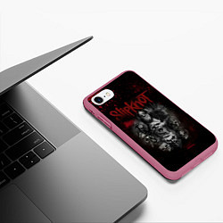 Чехол iPhone 7/8 матовый Slipknot dark red, цвет: 3D-малиновый — фото 2