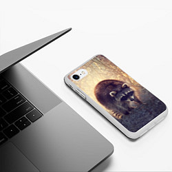 Чехол iPhone 7/8 матовый Любопытный енот, цвет: 3D-белый — фото 2