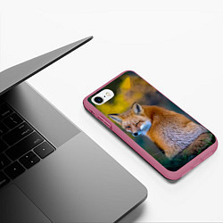 Чехол iPhone 7/8 матовый Лиса подмигивает, цвет: 3D-малиновый — фото 2