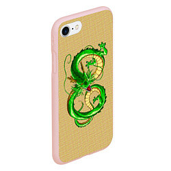 Чехол iPhone 7/8 матовый Зелёный дракон в форме цифры 8, цвет: 3D-светло-розовый — фото 2