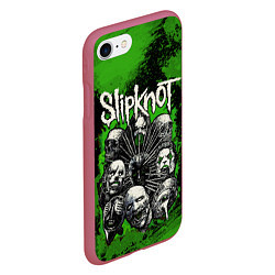 Чехол iPhone 7/8 матовый Slipknot green abstract, цвет: 3D-малиновый — фото 2