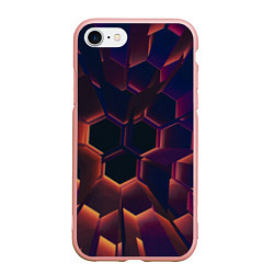 Чехол iPhone 7/8 матовый Абстрактные металл и лучи, цвет: 3D-светло-розовый