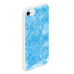 Чехол iPhone 7/8 матовый Морозный узор на голубом стекле, цвет: 3D-белый — фото 2