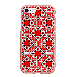 Чехол iPhone 7/8 матовый Белорусская вышивка - орнамент, цвет: 3D-светло-розовый