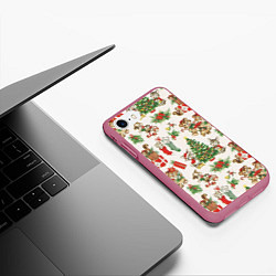 Чехол iPhone 7/8 матовый Christmas Рождество, цвет: 3D-малиновый — фото 2
