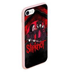 Чехол iPhone 7/8 матовый Slipknot black and red, цвет: 3D-светло-розовый — фото 2