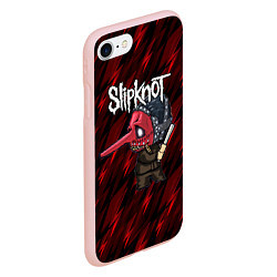 Чехол iPhone 7/8 матовый Slipknot красные молнии, цвет: 3D-светло-розовый — фото 2