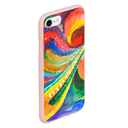 Чехол iPhone 7/8 матовый Райская птичка акварельная абстракция, цвет: 3D-светло-розовый — фото 2