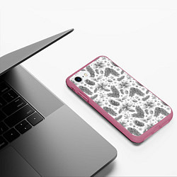Чехол iPhone 7/8 матовый Новогодние шишки, цвет: 3D-малиновый — фото 2