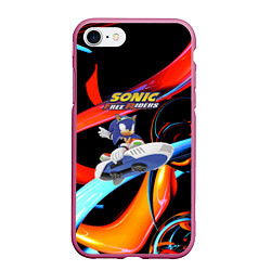Чехол iPhone 7/8 матовый Sonic Free Riders - Hedgehog, цвет: 3D-малиновый