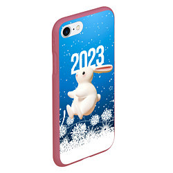 Чехол iPhone 7/8 матовый Белый большой кролик, цвет: 3D-малиновый — фото 2