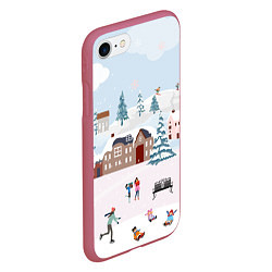 Чехол iPhone 7/8 матовый Новый год - каникулы, цвет: 3D-малиновый — фото 2