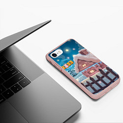 Чехол iPhone 7/8 матовый Новогодний домик 2023, цвет: 3D-светло-розовый — фото 2