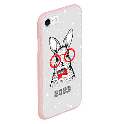 Чехол iPhone 7/8 матовый Снегопад и кролик 2023, цвет: 3D-светло-розовый — фото 2