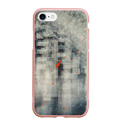 Чехол iPhone 7/8 матовый Серый туман и оранжевые краски, цвет: 3D-светло-розовый