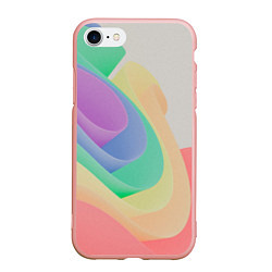 Чехол iPhone 7/8 матовый Волнообразные разноцветные листы, цвет: 3D-светло-розовый