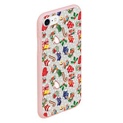 Чехол iPhone 7/8 матовый Christmas Pattern, цвет: 3D-светло-розовый — фото 2