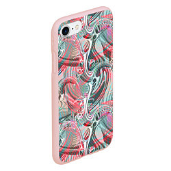 Чехол iPhone 7/8 матовый Оранжево- бирюзовый абстрактный модный узор, цвет: 3D-светло-розовый — фото 2