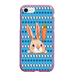 Чехол iPhone 7/8 матовый Заяц и морковка, цвет: 3D-малиновый