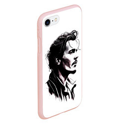 Чехол iPhone 7/8 матовый Джонни Депп - рисунок, цвет: 3D-светло-розовый — фото 2