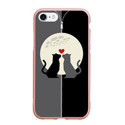 Чехол iPhone 7/8 матовый Котики под луной, цвет: 3D-светло-розовый