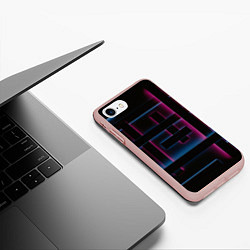 Чехол iPhone 7/8 матовый Абстрактные неоновые панели, цвет: 3D-светло-розовый — фото 2