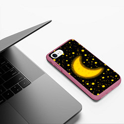 Чехол iPhone 7/8 матовый Полумесяц и звезды, цвет: 3D-малиновый — фото 2