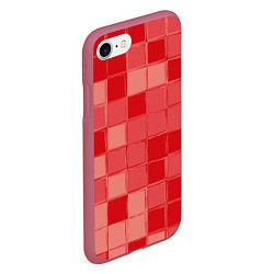 Чехол iPhone 7/8 матовый Красный паттерн из кубов, цвет: 3D-малиновый — фото 2