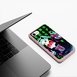 Чехол iPhone 7/8 матовый Неоновые иероглифы - Ребекка, цвет: 3D-светло-розовый — фото 2