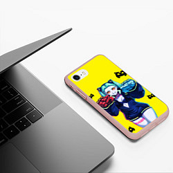 Чехол iPhone 7/8 матовый Ребекка из киберпанка - желтый, цвет: 3D-светло-розовый — фото 2