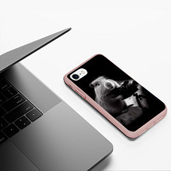 Чехол iPhone 7/8 матовый Капибара фотограф, цвет: 3D-светло-розовый — фото 2