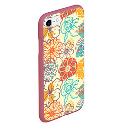 Чехол iPhone 7/8 матовый Цветы и геометрические фигуры скетч, цвет: 3D-малиновый — фото 2