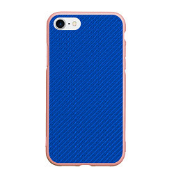 Чехол iPhone 7/8 матовый Плетёная синяя ткань - паттерн, цвет: 3D-светло-розовый