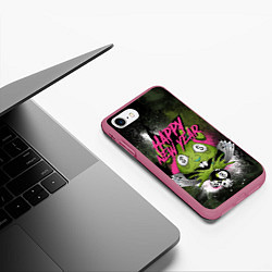 Чехол iPhone 7/8 матовый Geen rabbit happy new year, цвет: 3D-малиновый — фото 2