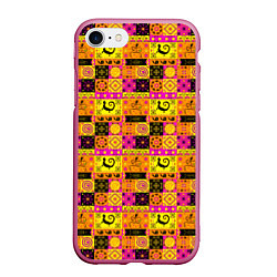 Чехол iPhone 7/8 матовый Colored patterned ornament, цвет: 3D-малиновый